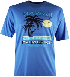T-Shirt mit Spionage-Hawaii-Print in Mittelblau